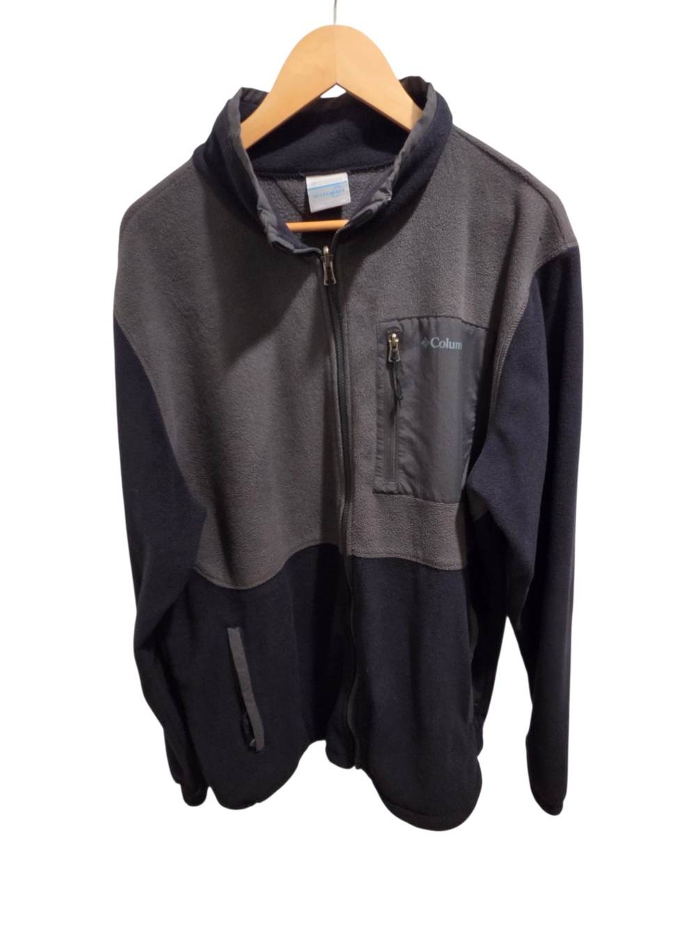 Columbia Men's Two-Tone Charcoal and Black Full-Zip Fleece Jacket